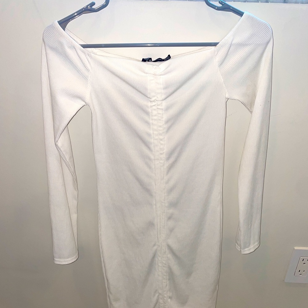 White mini scrunch dress